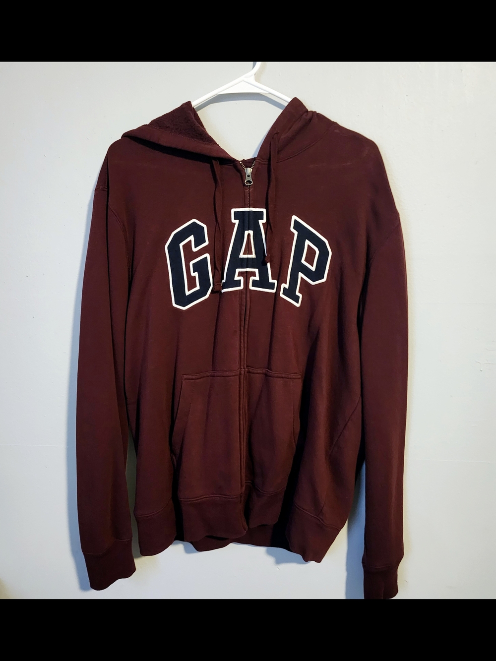 GAP Burgundy Zip-Up Hoodie with Logo